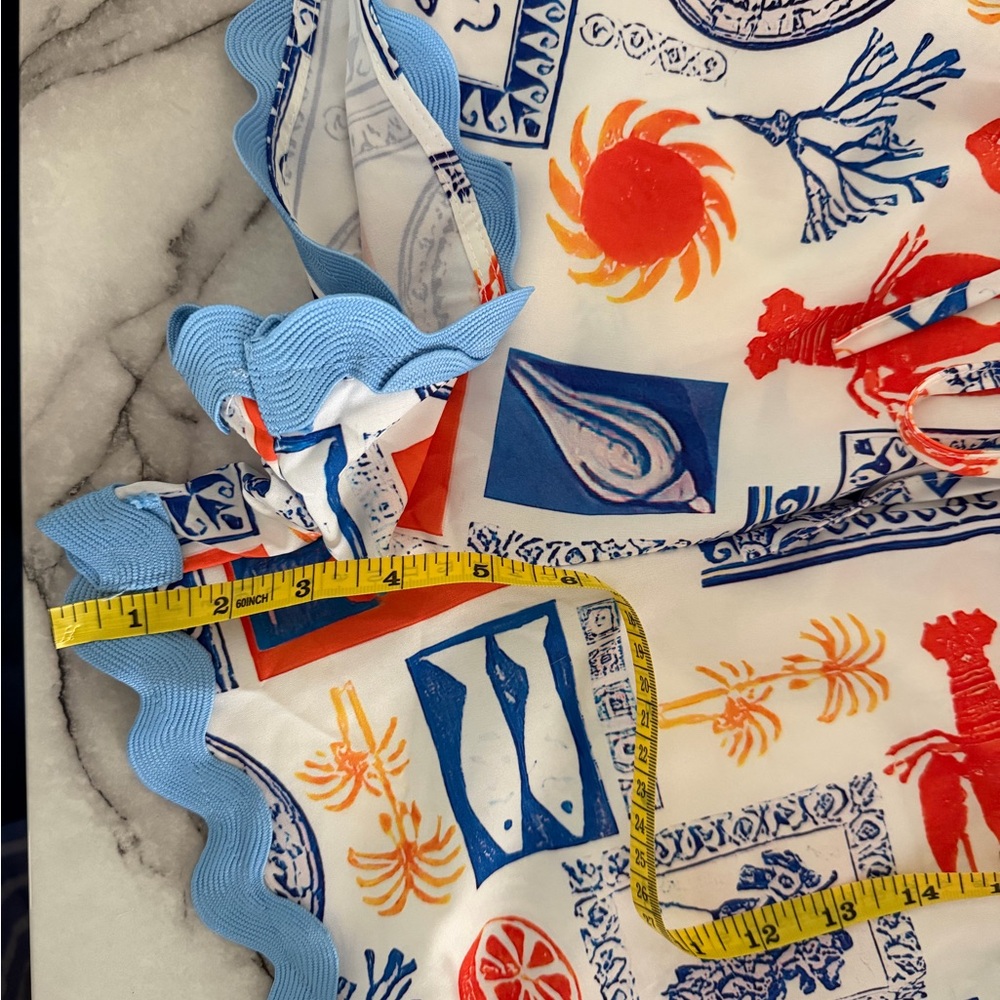 Scalloped Blue-Trim Printed Two-Piece Set - Picture 6 of 7